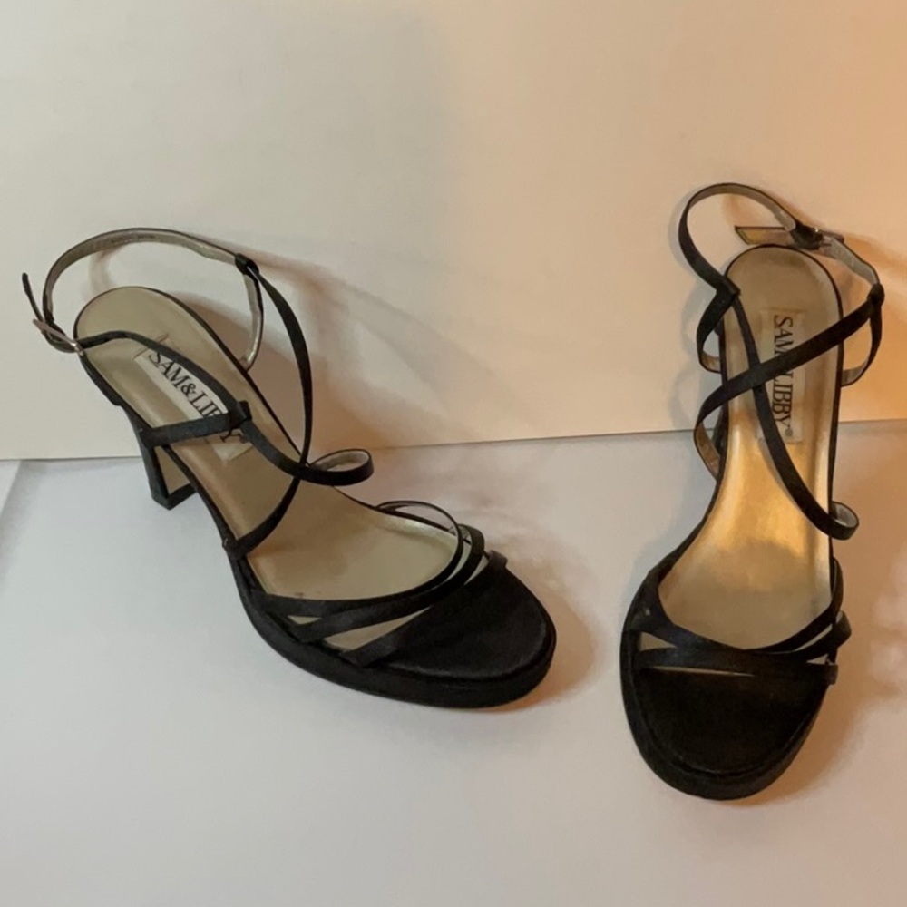 Sam & Libby Strappy Black Heels‎ Size 10
